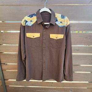 Custom Western‎ Shirt L–XL Scenic Duck Print Yoke Vintage Cowboy Style
